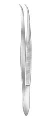 Splitterpinzette - 10.5 cm - gebogen - glatt